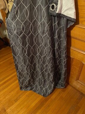 Set of 2 Dark Gray/Silver Blackout Curtain Panels